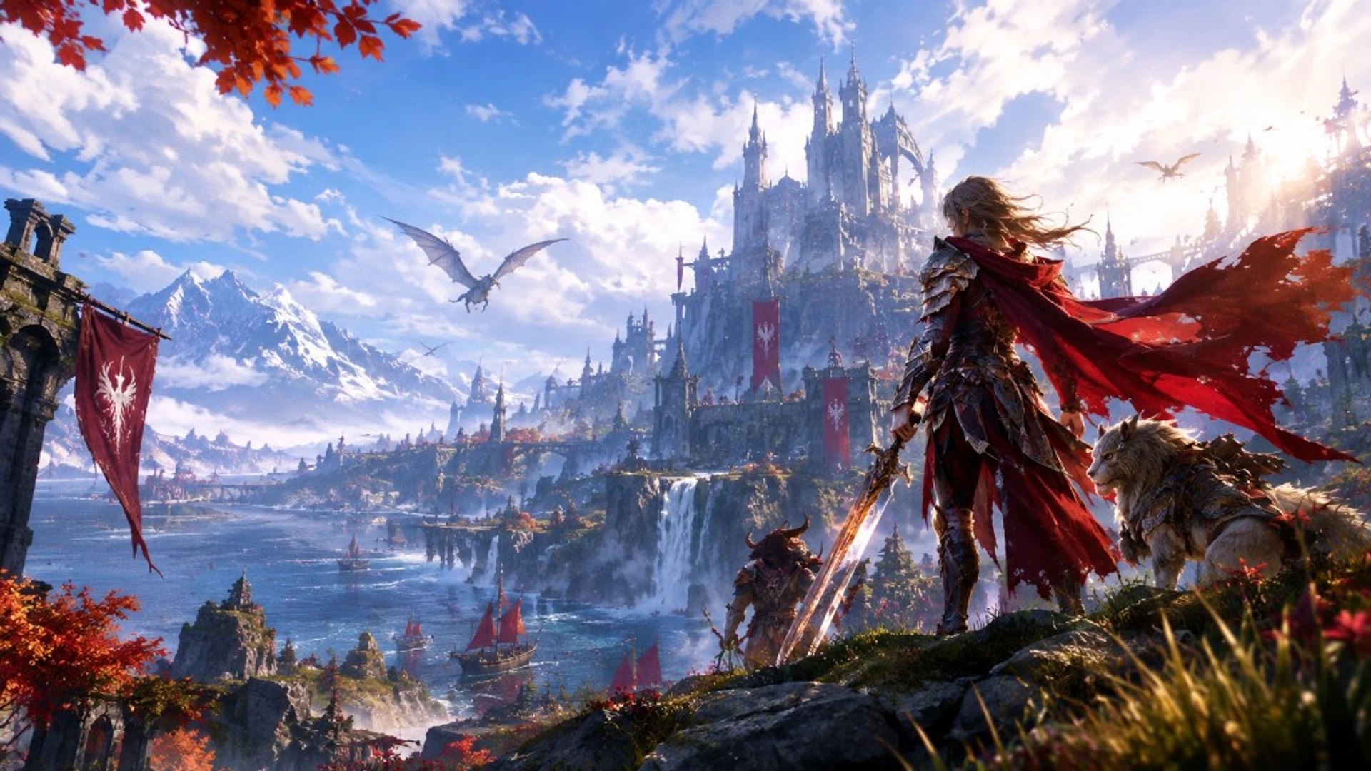 Guild Wars 2 — cinematic Tyria hero art on Windows PC